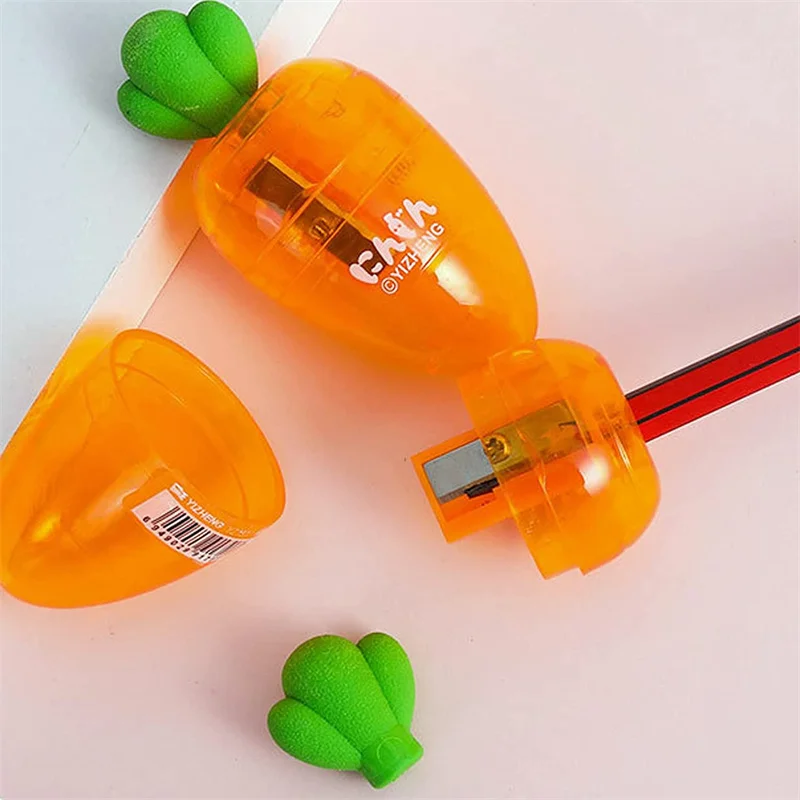 Cute Carrot Pencil Sharpener Small Handheld Pencil Sharpener Office Home School Supplies Students Stationery for Kids Adults