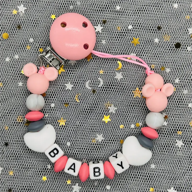 Custom Name Pacifier DIY Silicone Baby Pacifier Clips Personalised Name Colorful Pacifier Chains Teething BPA Free Silicone Gift