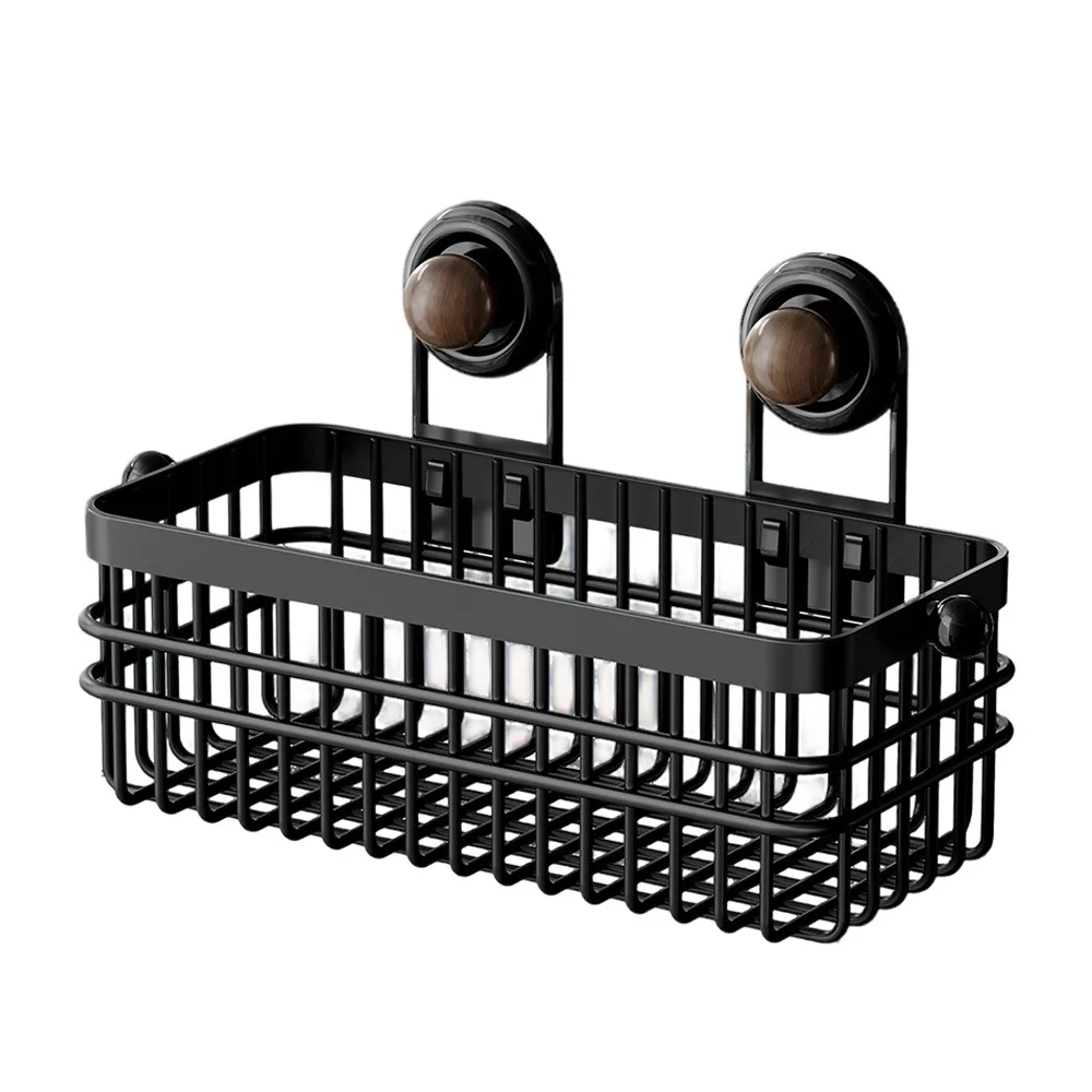 

Multifunctional Wall Mounted Storage Baskets Carbon Steel Large Capacity Hanging Kitchen Baskets Suction Cup Space Saving