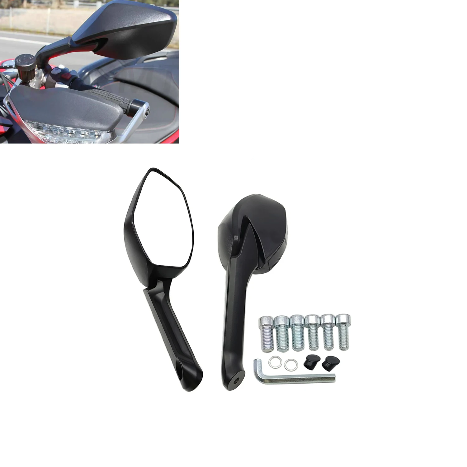

Black Side Rearview Mirrors For Ducati Multistrada MTS1200 2015-2017 MTS1260 950