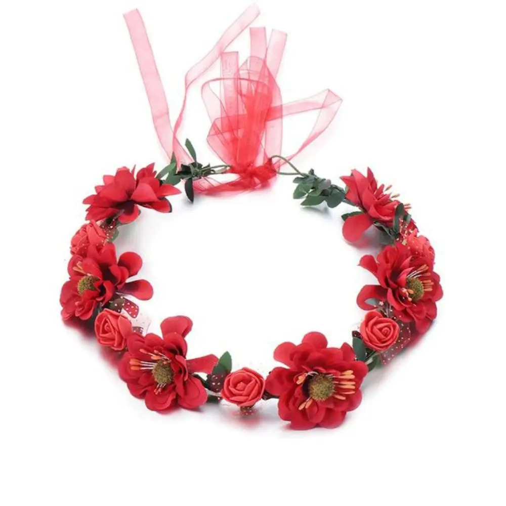 

Fashion Headdress Party Bride Wedding Ribbon Headband Rose Flower Floral Tiara Headband Women Headwear Flower Crowns Headband