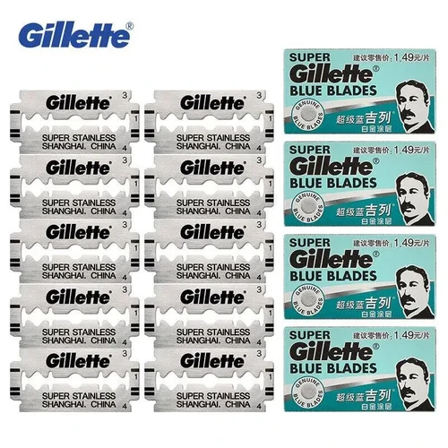 Cuchillas de afeitar Gillette Super Blue, cadenas de afeitado ultrafinas de doble filo, cabezales de afeitadora de repuesto, recambios, 5/10/50/100 Uds.