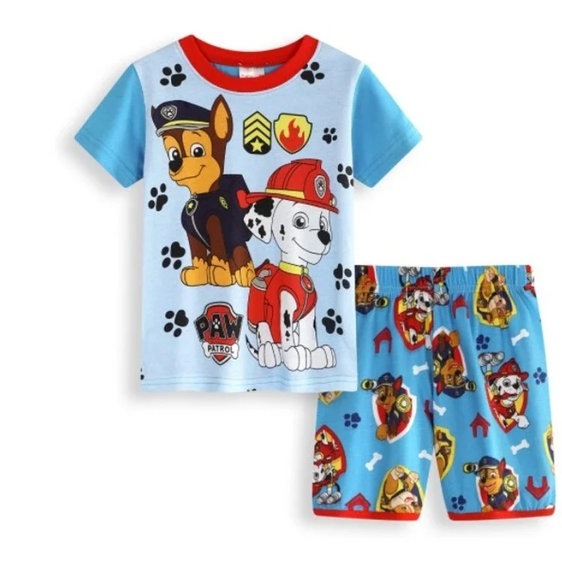 Paw Patrol Kinder Kleidung Set Cartoon Pyjamas Kurzarm T-shirt + Shorts Sommer Kleiden Hund Figurine Anime Chase Marshall Kostüm