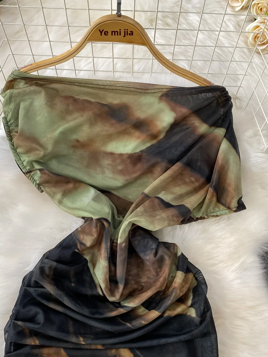 Ele ort Sve Dyed Me Taille Cinching Abnehmen Fi Tail Dr Damen Sommer Faion Pendeln Hohe Taille Midi Dr