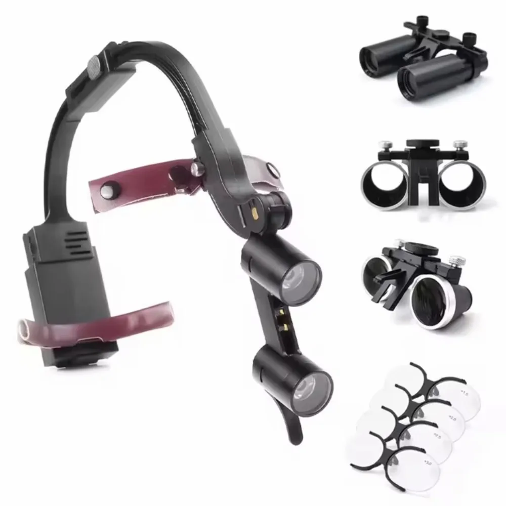 Electric Dental LED Loupes with Headlight 2.5x/3.5x Surgery Magnifier for Optimal Visualization
