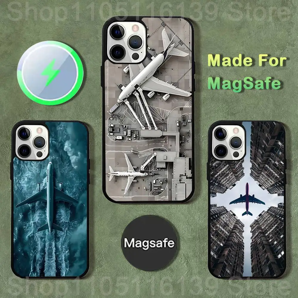 

Airplane Plane Phone Case For iPhone 17,16,15,14,13,12,11,Pro,Max,Plus,Mini,SE4,E Magnetic Magsafe Wireless Charging
