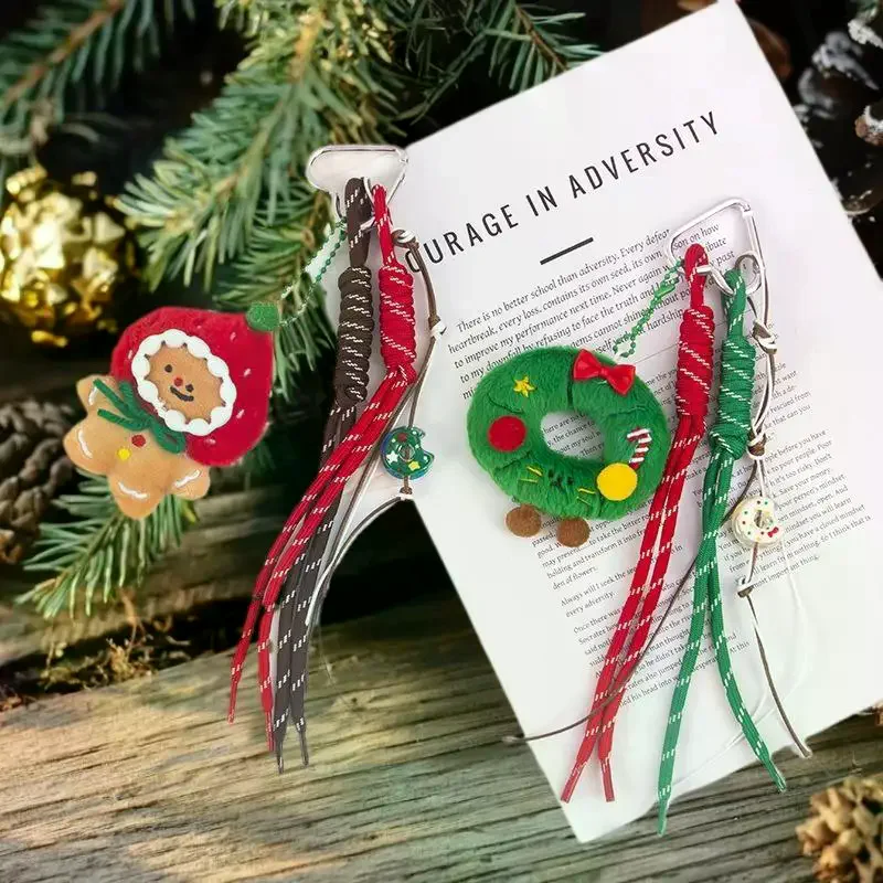 Christmas Plush Cartoon Gingerbread Man Christmas Wreath Pendant Keychain Backpack Hanging Ornament Xmas New Year Gift