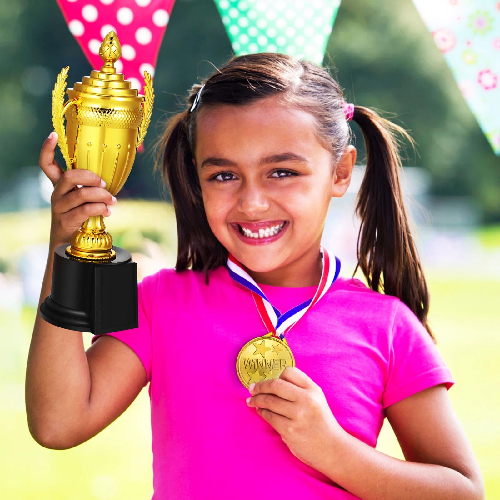 

Plastic Trophy Cup with Cover 27cm Golden Large Size for Sports Ceremony Awards Decor Winner Prize Competition Team