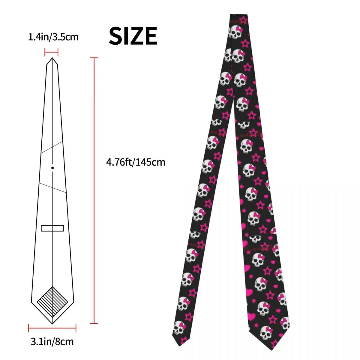 Corbata de calavera Rosa gótica Unisex, corbatas de cuello de poliéster de 8 cm para hombres, ropa de diario ancha informal, corbata de fiesta