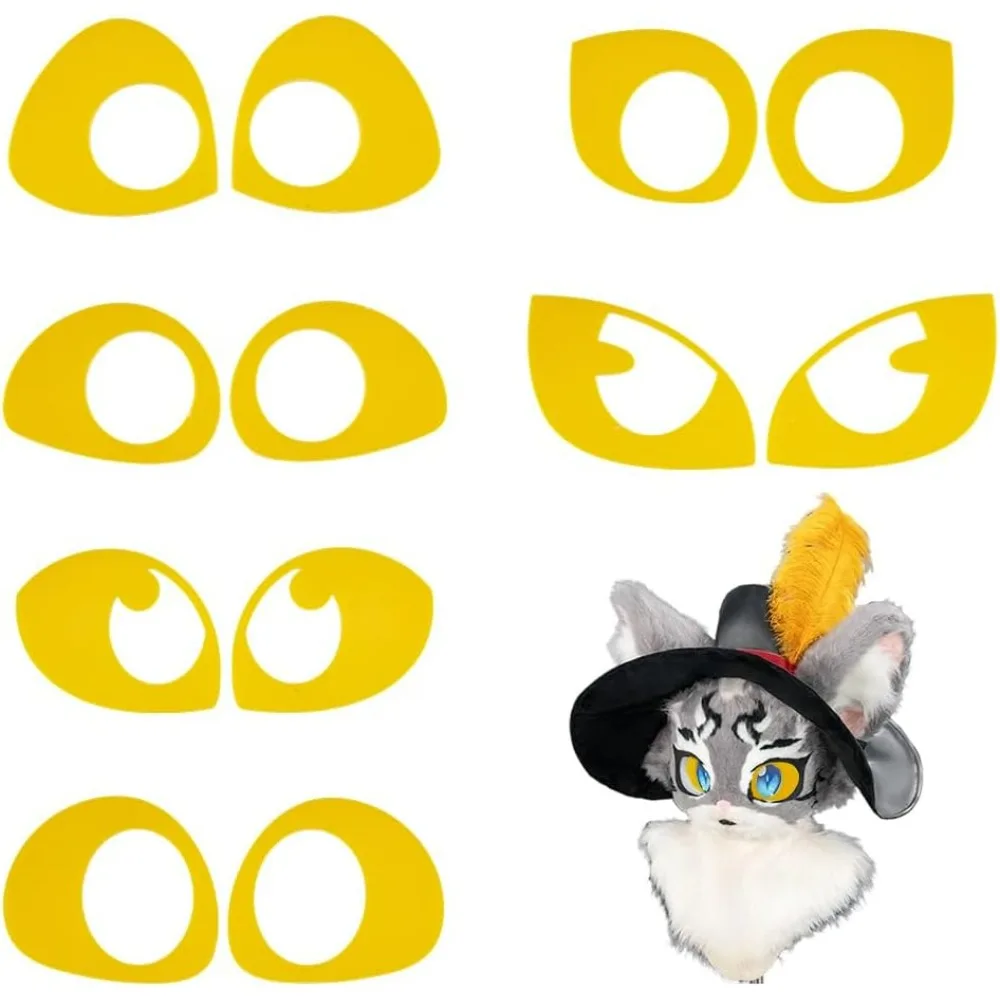 

6 Pairs Acrylic Craft Eye Blanks 6 Styles Acrylic Fursuit Eyes Gold 2D Fursuit Eye for DIY Cosplay Furry Craft Making