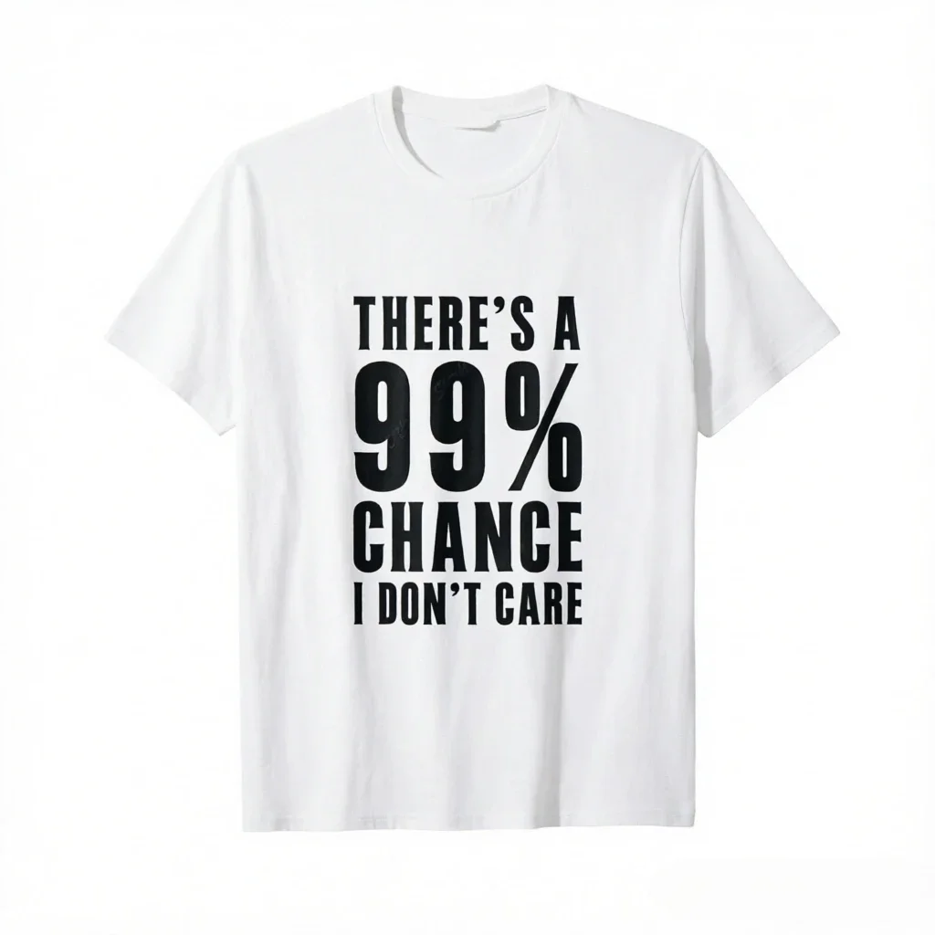 Humor Gift Ideas There‘S A 99 Percent Chance I Don’T Care T-Shirt Funny Graphic Clothing Gifts Short Sleeve Leisure Comfortable