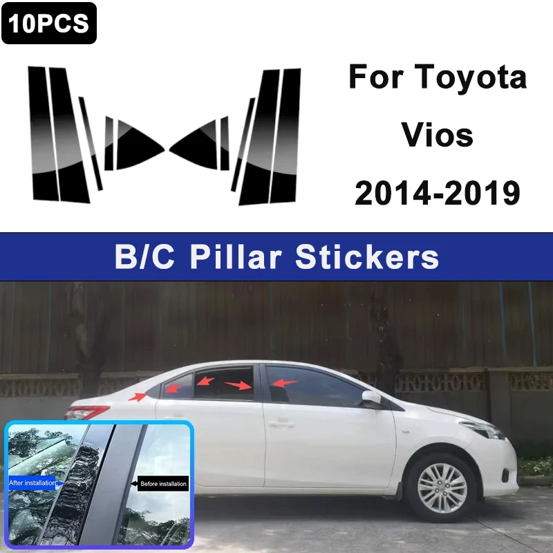 

For Toyota Vios 2014-2019 Window B C Pillar Post Cover Trim Stickers Door Column Decorative Exterior Accessories