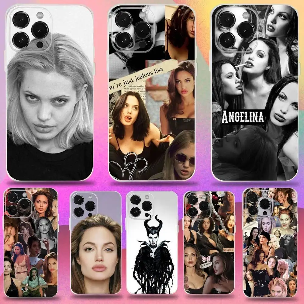 

Movie Star A-Angelinas Jolie Phone Case For iPhone 16,15,14,13,12,11 Pro,Max,Plus,X,XS,XR,SE,Mini Transparent Silicone Soft
