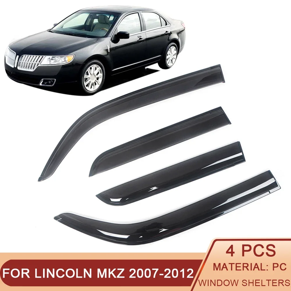 

For Lincoln MKZ 2007-2012 Auto Side Window Wind Deflectors Visors Black Rain Guard Door Visor Vent Shades Dark Smoke Ventvisor