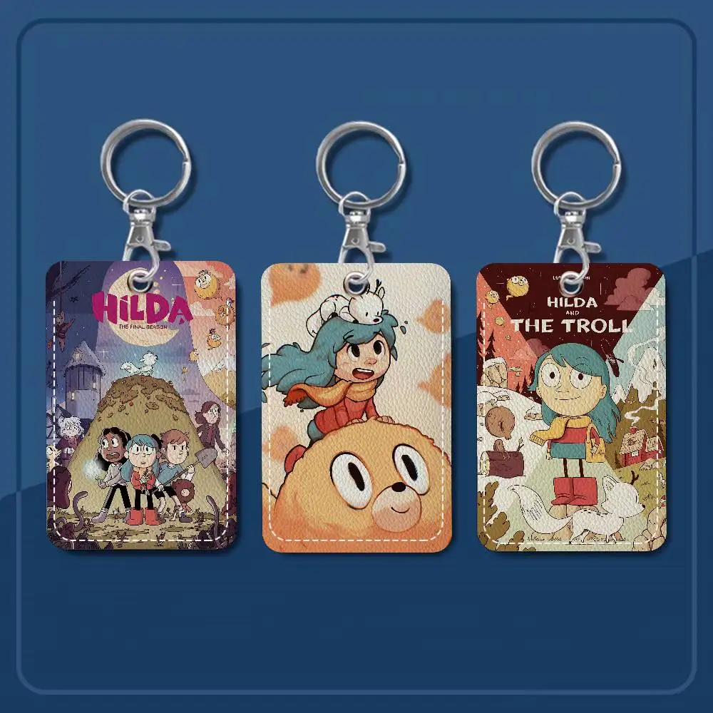 Anime H-hilda Rectangle Keychain Card Holder, Badge Credit Card Holder, Student ID Card Holder, Bus Cards Cover