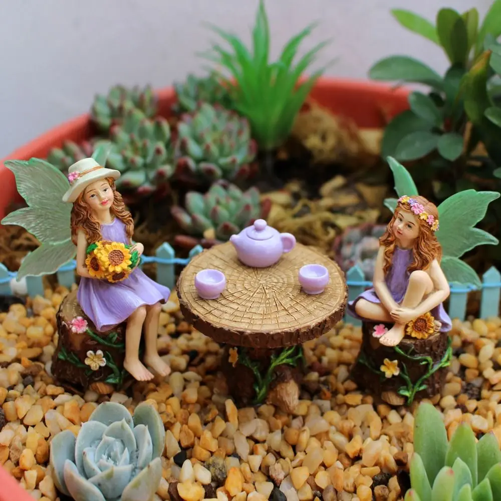 

Resin Vacation Flower Fairy Cute Creative Miniature Figurine Exquisite Waterproof Flower Fairy Sculptures