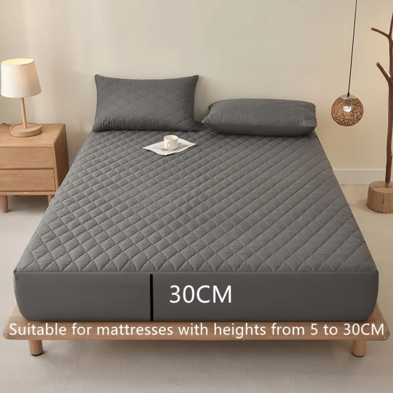Quilted Thick Waterproof Mattress Cover, Urine Proof Mattress Protector, Deep Pocket Fitted Sheet Bed Pad for Queen King Size
