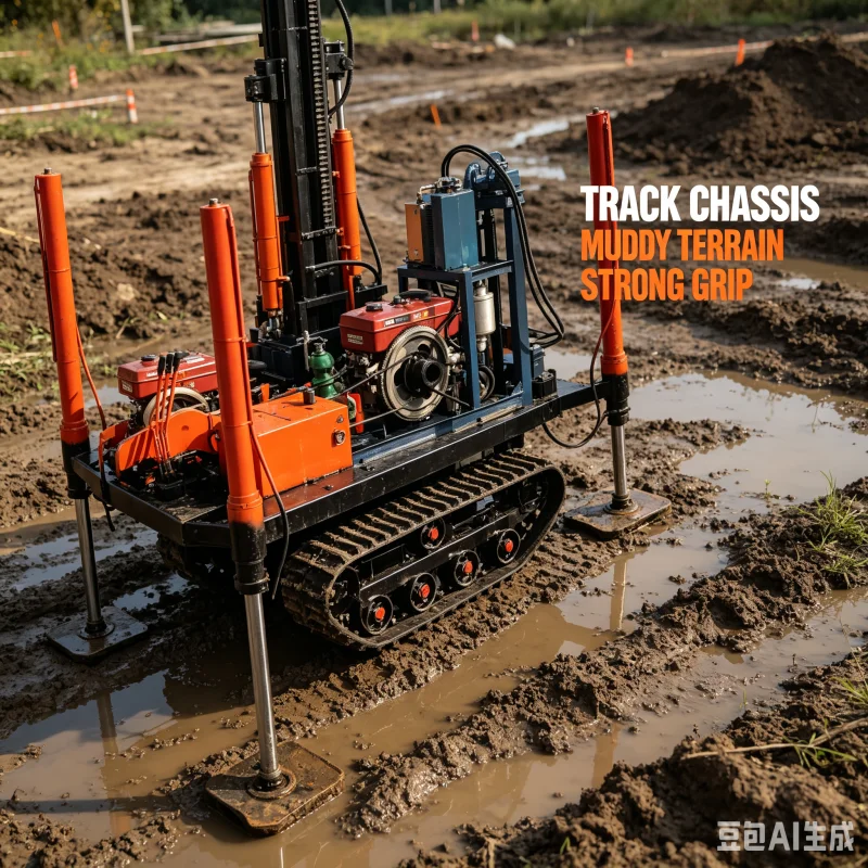 Heavy Equipment Work - 自走式クローラ式水井戸掘削機、地熱掘削用、容易な地形移動性、重機工場供給