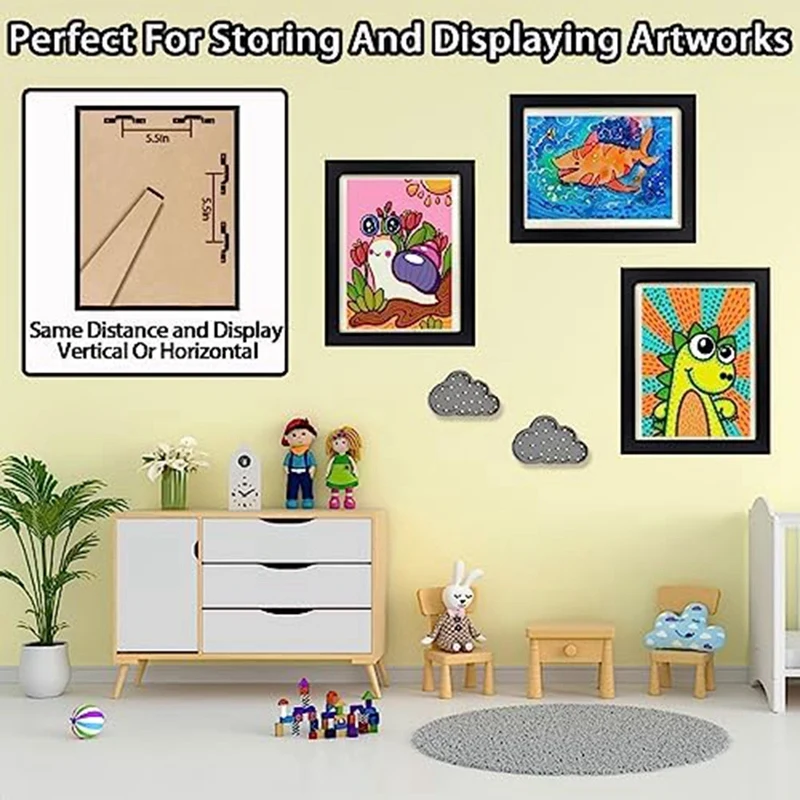 Front Opening Changeable Kids' Artwork Frames, Horizontal e Vertical Art Display para Crianças, 8.5x11