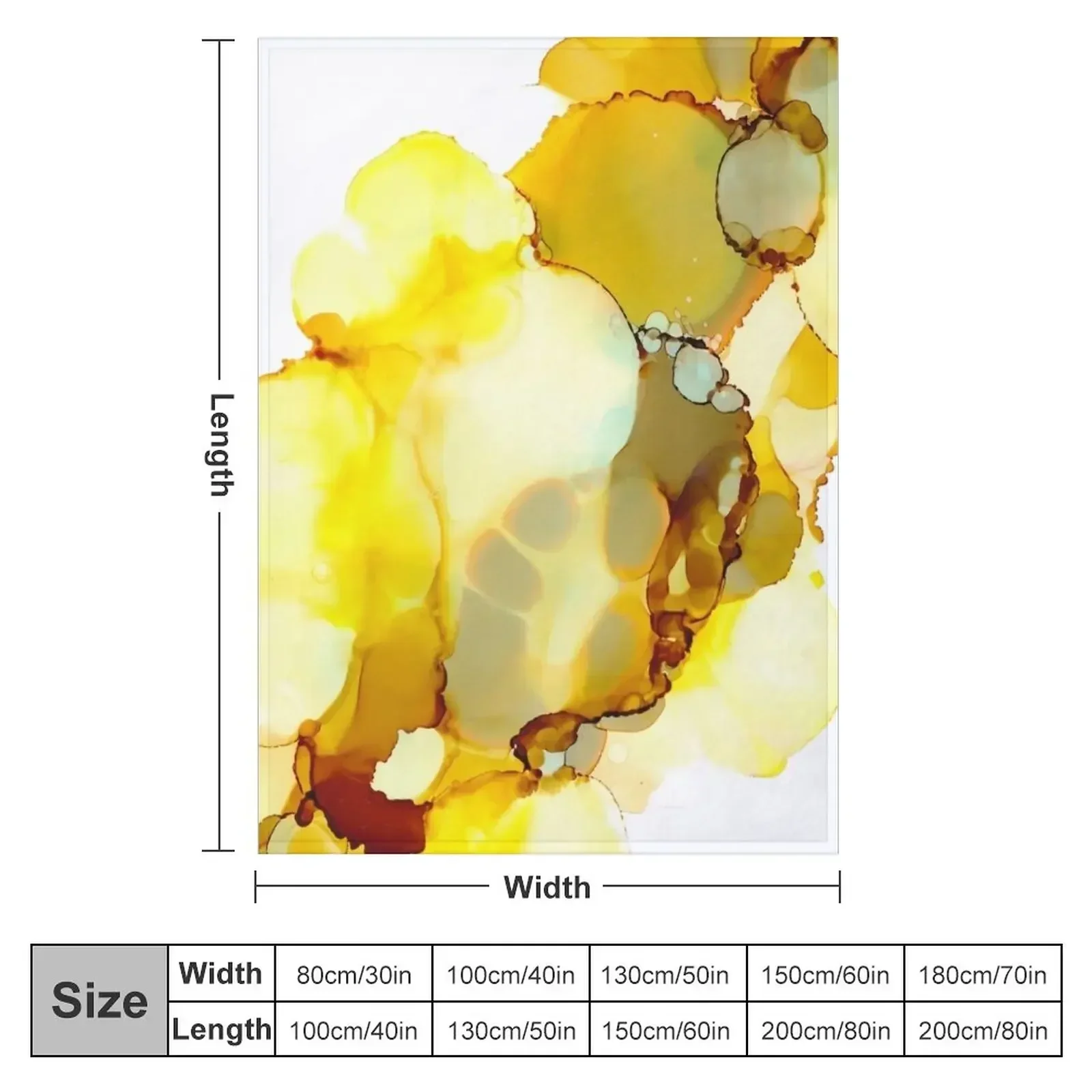 Yellow & Grey Artwork | Alcohol inks Throw Blanket Beach Thermal Cute Blankets