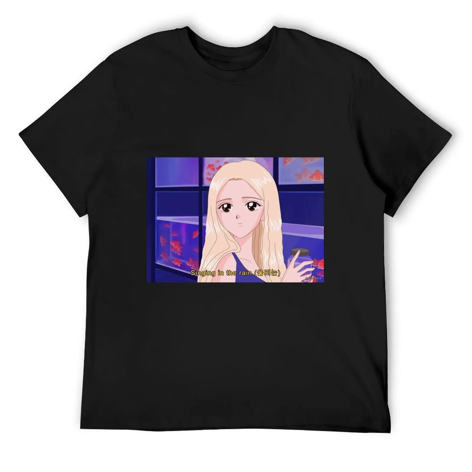 

LOONA Jinsoul - Singing in the rain 90's anime T-Shirt designer shirts summer clothes t shirt men 100℅ cotton