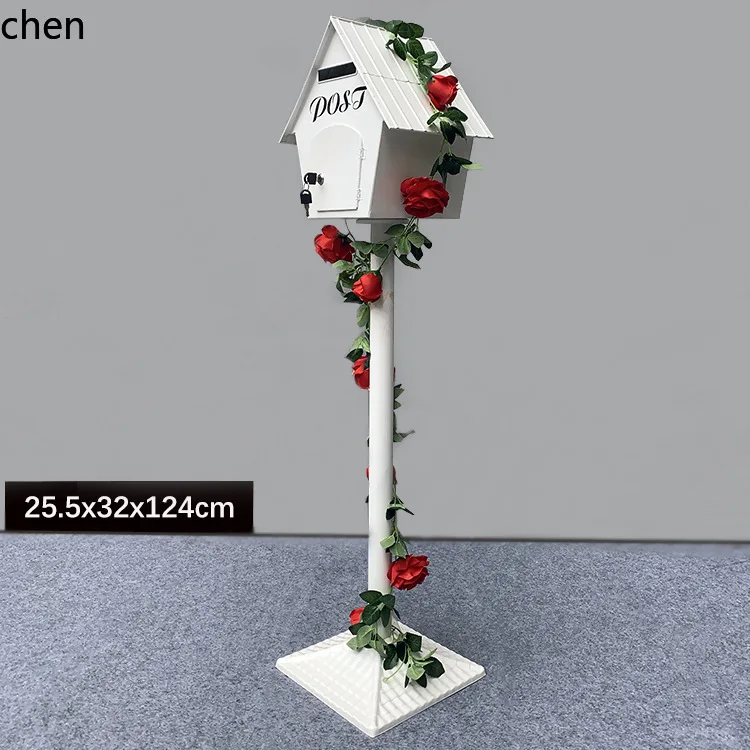 Ht iron art retro cottage mailbox courtyard home decoration latte art internet celebrity opinion collection mailbox
