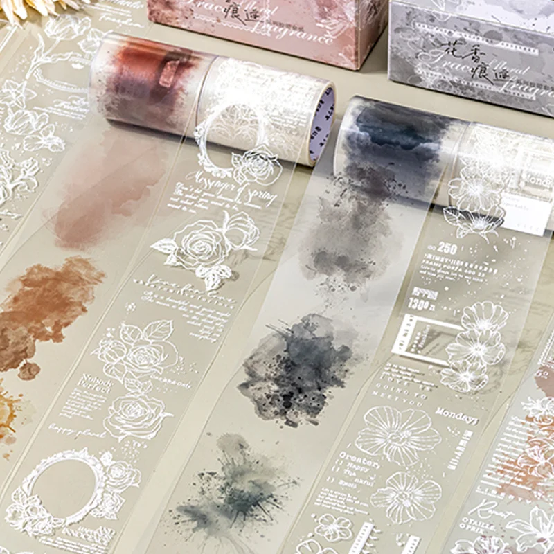 Mr Paper 2rolls/box Watercolour PET Boxed Tape Set Pastel Drawing Artistic Washi Tapes for Journaling, Scrapbooking, DIY Crafts