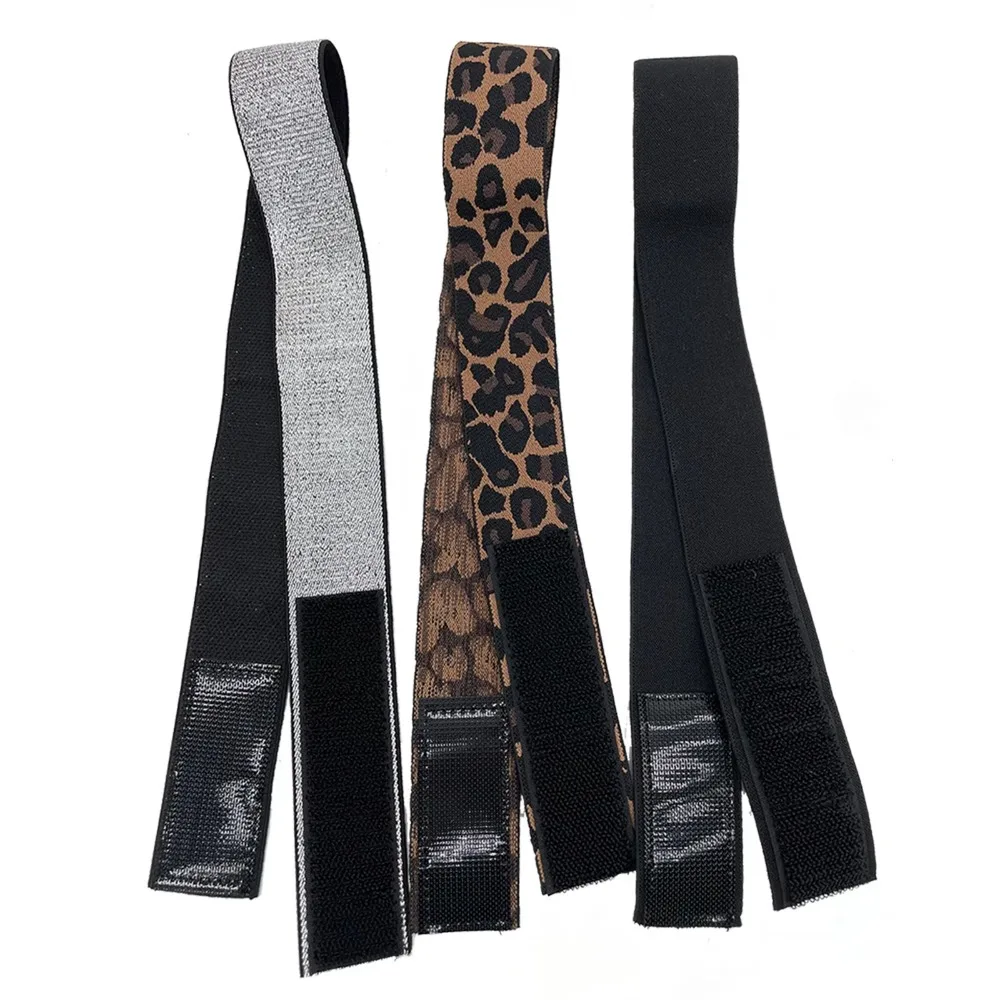 3 uds peluca ajustable banda elástica antideslizante leopardo plateado peluca de encaje negro banda reutilizable portátil banda de fusión de encaje