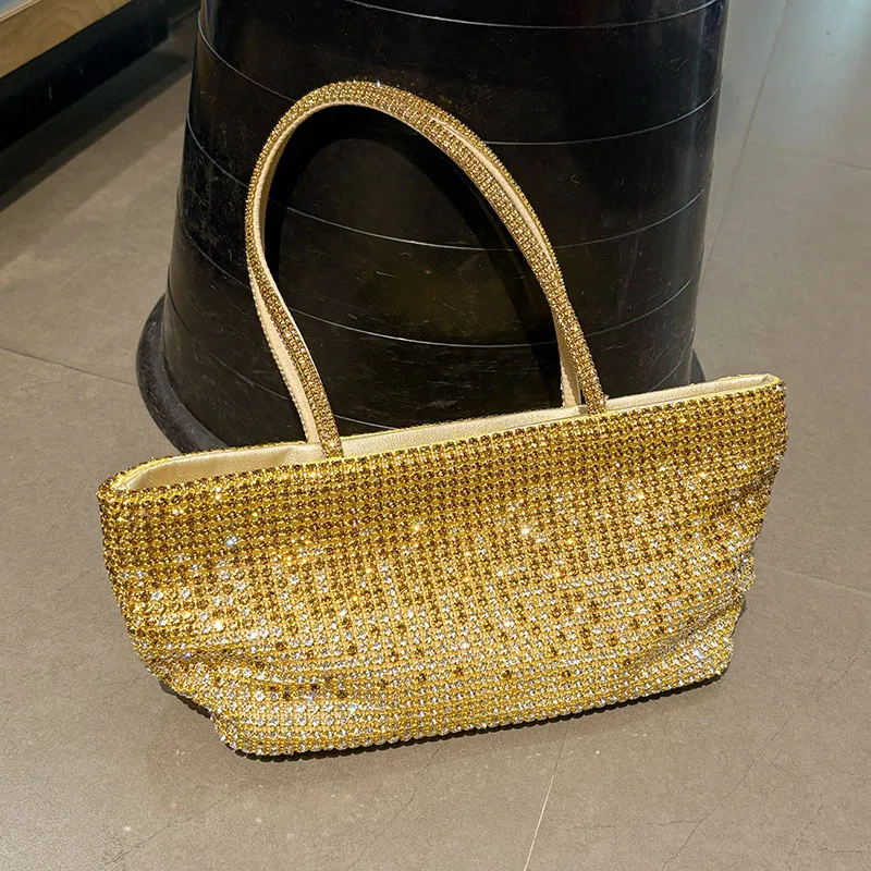 

Новая сумка-корзина для овощей с бриллиантами, нишевый дизайн, простая сумка, большая вместительная сумка-мессенджер для ужина