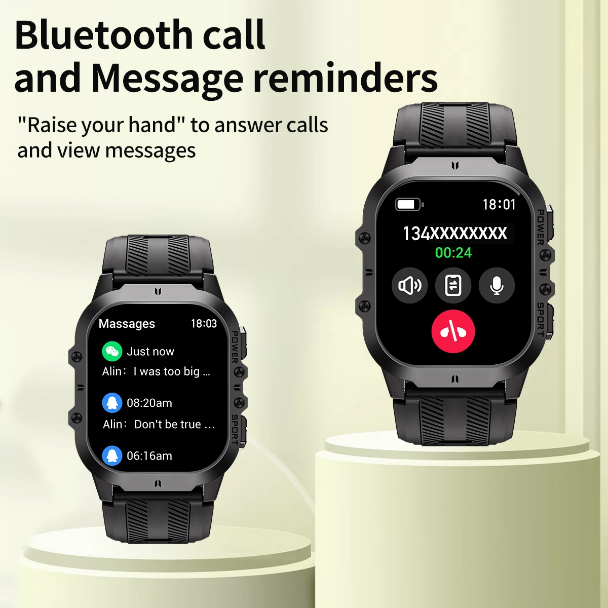 Uhoofit C26 Jam Tangan Pintar Pria 1.96 Inci Layar AMOLED 1ATM Tahan Air Multi Mode Olahraga Monitor Kesehatan Panggilan Bluetooth Jam Tangan Pintar