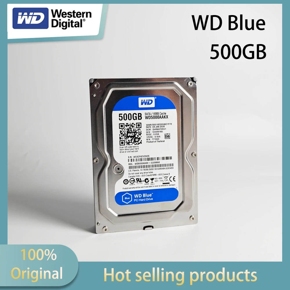 Western Digital WD Blue 500GB 3.5-inch desktop mechanical hard drive 7200 RPM 16MB SATA CMR vertical DIY computer hard drive