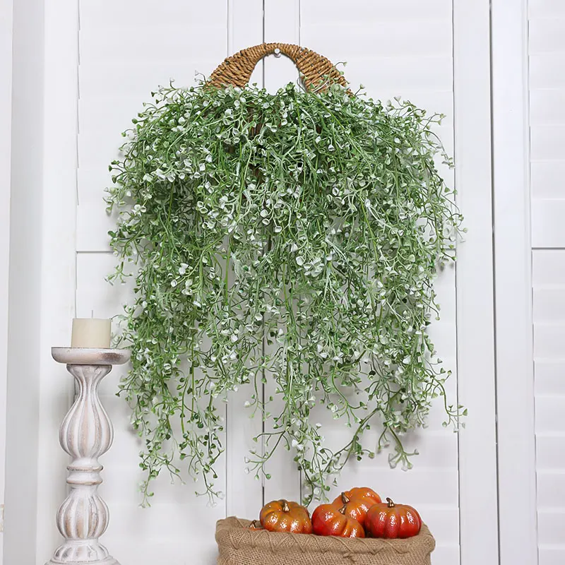 Artificial Golden Bell Willow Plants And Fowers, Decorated With Hanging Baskets In Spring and Autumn Home Restaurants