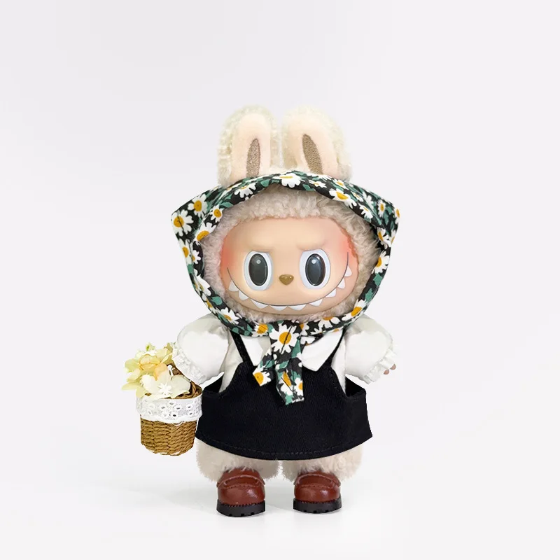

Daisy Headscarf Halter Dress For Labubu Clothes Accessories for Korea Kpop EXO 3.0 Labubu Plush Idol Doll's Accessories Fashion