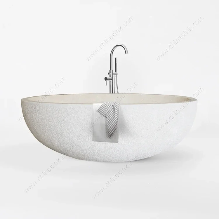 حوض استحمام داخلي أنيق قائم بذاته من الرخام للبالغين