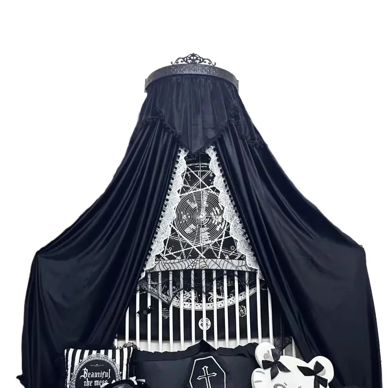 Dark windbed mantle black velvet bed, medieval Gothic European personality charm with frame