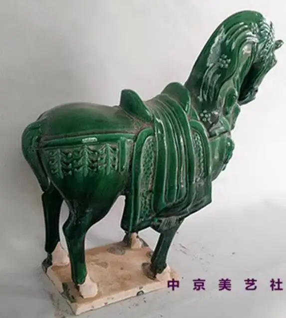 Tang Sancai old Ceramic Horse Green Horse Lucky Horse Ornament Living Room Decoration Hotel Store Decoration Desktop Ornament