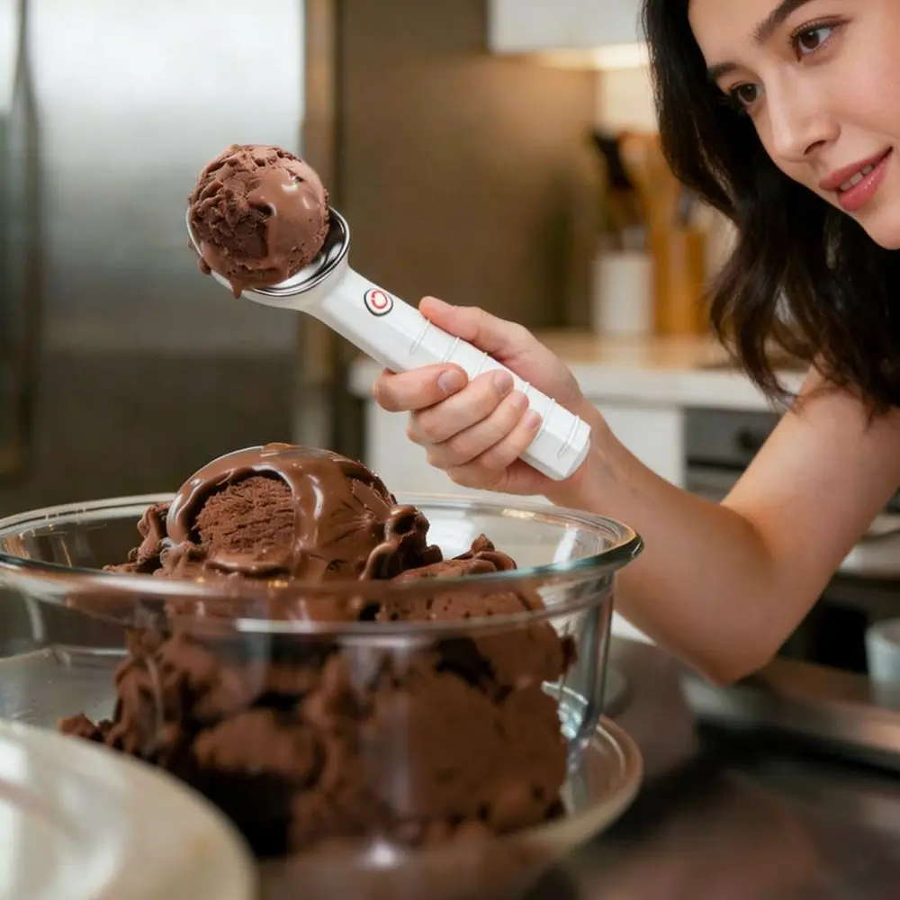 Electric Heated Ice Cream Scoop Stainless Steel Dessert Spoon Easy Release Scoop For Frozen Yogurt Gelato Kitchen Tool