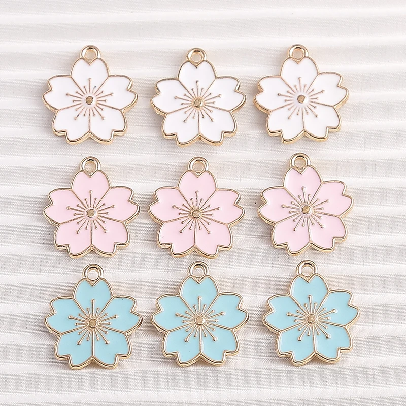 10 Stück 17 x 20 mm niedliche Emaille-Blumen-Charms-Anhänger für die Herstellung von DIY-Halsketten, Ohrringen, handgefertigten Armbändern, Schmuckzubehör, Zubehör