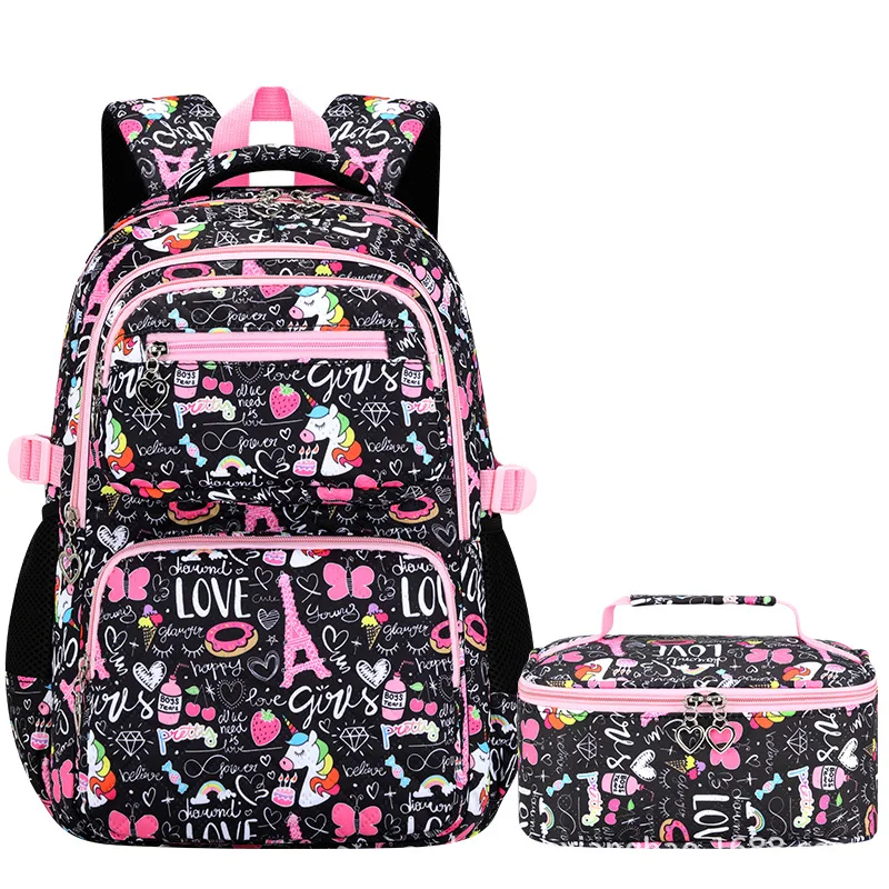かわいい学生用バックパック-3個セット-小学校用リュックサック-ウサギと流砂-カワイイ学生用バックパック-10代女子ハンドバッグ-リュックサック