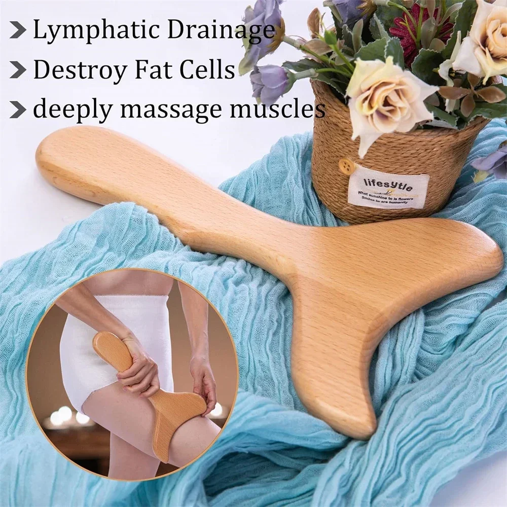 Wood Therapy Massage Tools, Lymphatic Drainage Massager Anti-Cellulite, Back Muscle Pain Relief, Wooden Body Sculpting Tools Set