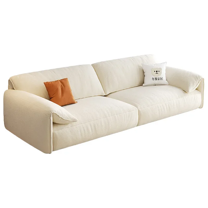 

Cream wind sofa living room modern simple apartment light luxury latex cat scratching fabric sofa customization