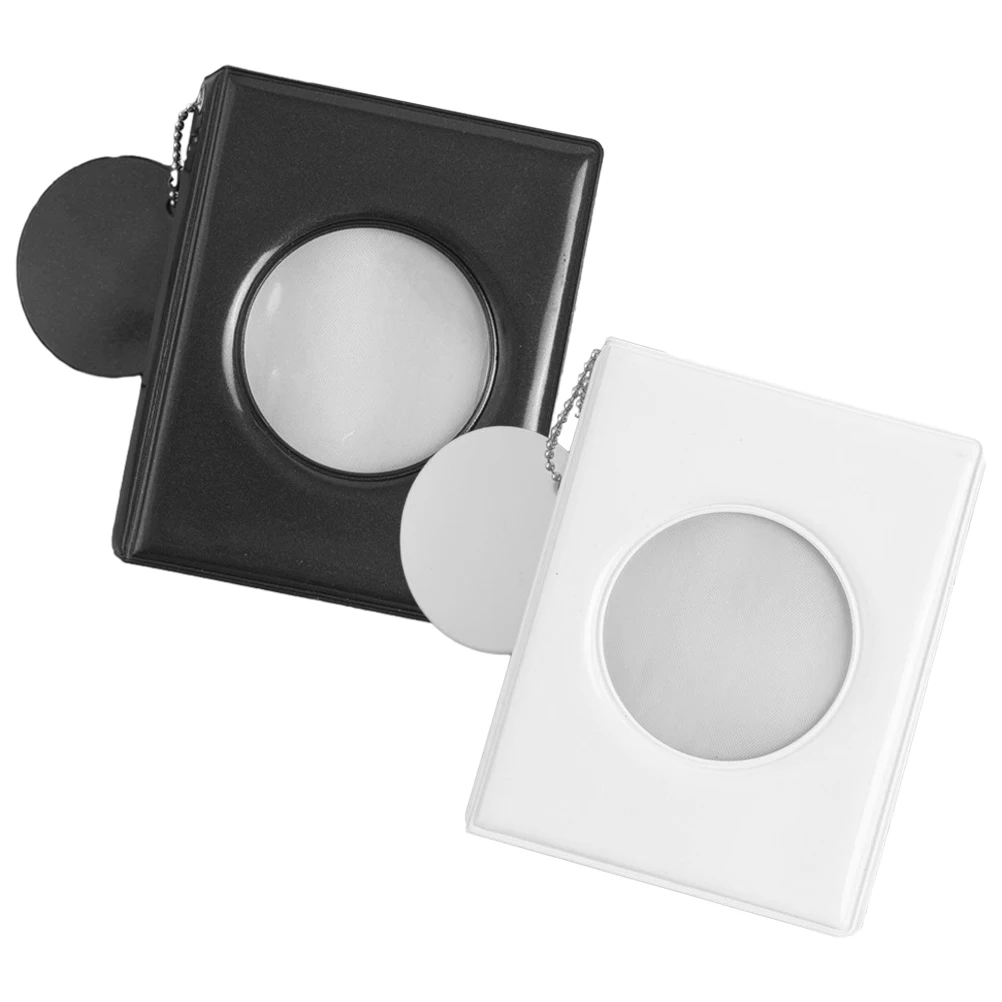 

2 Pcs Mini Photo Album PVC 3 Inch Round Mirror Hollow Out Storage For Family Photos Card Collection Display Photo Book