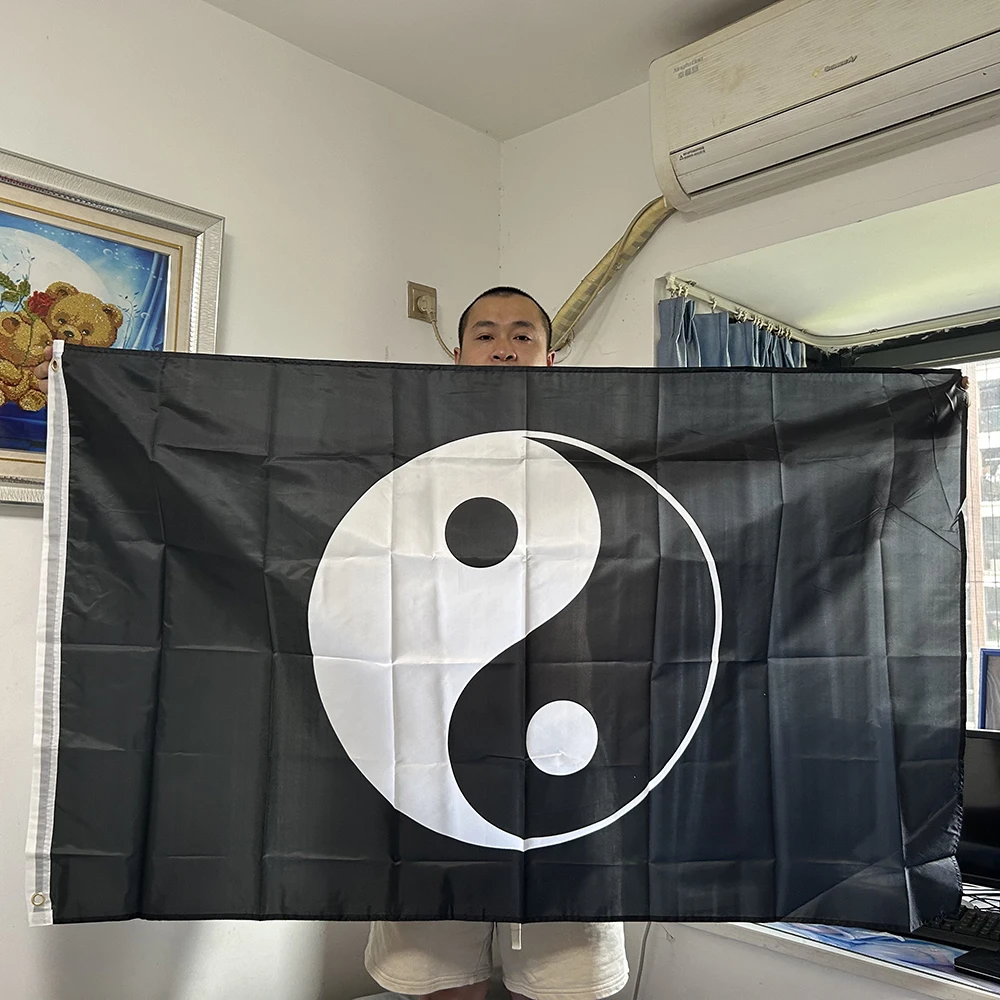 (SKY FLAG) Yin Yang Pattern Flag Tai Chi Ancient Philosophy Banner 150X90CM Material Object Photography for Decoration