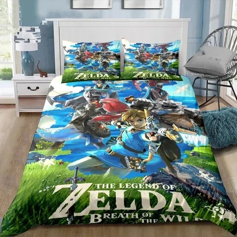 

3D Cartoon Zeldas Series Bedding Set Duvet Cover Bed Set Quilt Cover Pillowcase Comforter king Queen Size Boys Adult Bedding Set