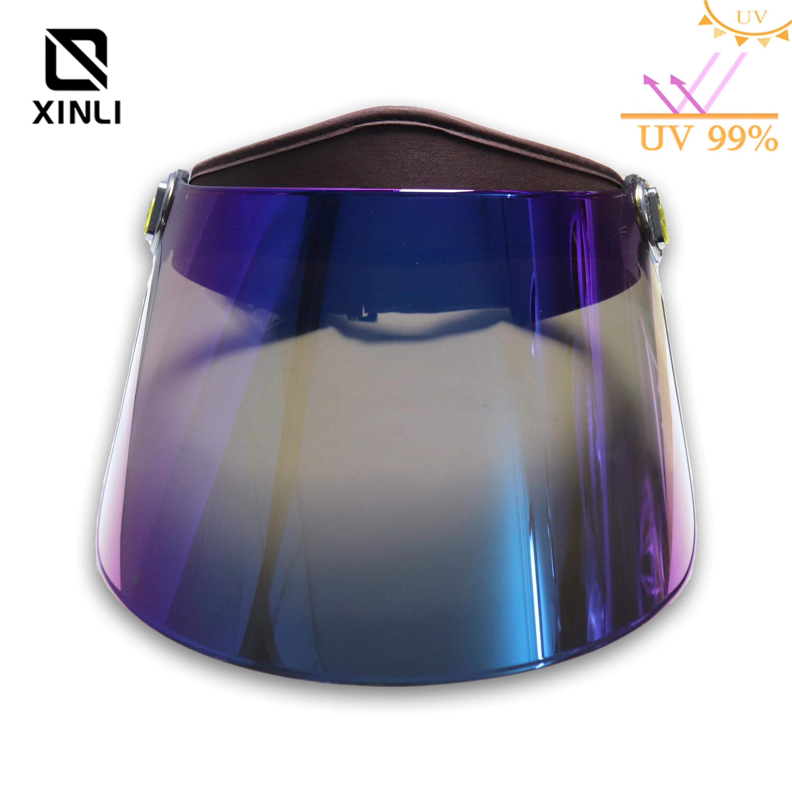 Summer Unisex PVC Hard Sun Visor Headband with Purple Color Lenses Breath UV Protection Sport Luxury Golf Cap Empty Top Sun Hats