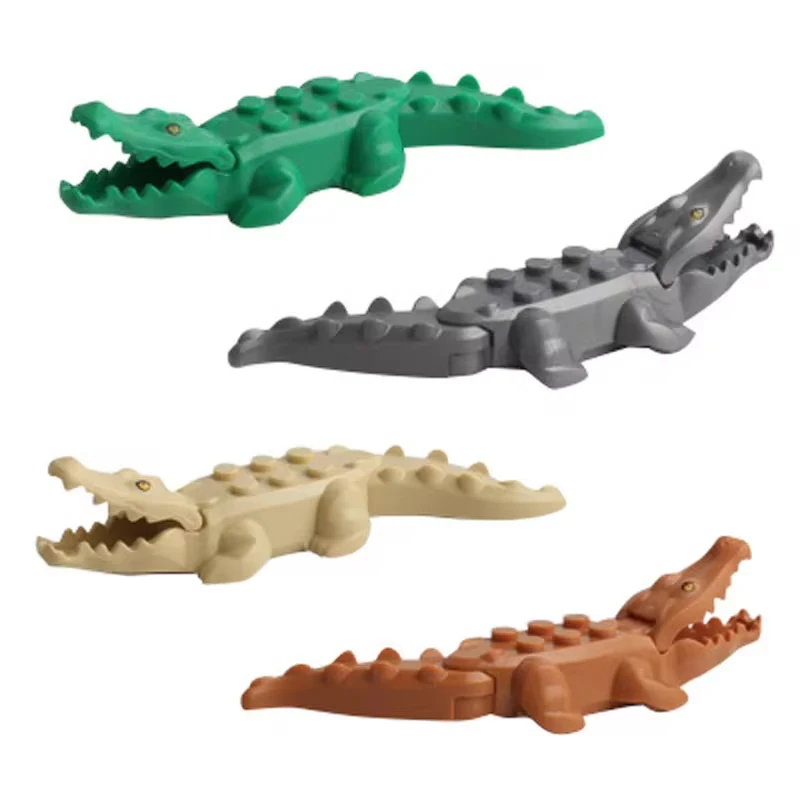 MOC Farm Zoo Animal Building Blocks Crocodile Shark Dolphin Chimpanzee Cow Leopard Educational Game Accessories Bricks Kids Toys