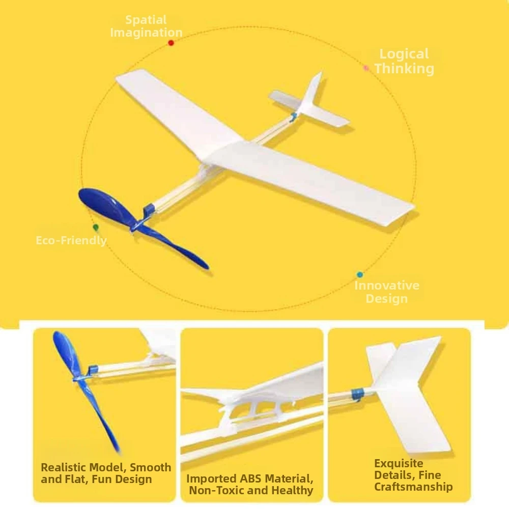 

Ligthweight DIY Airplane Model Rubber Bands Power Multicolors Hand Throw Aircraft Toy Children Kids Gift