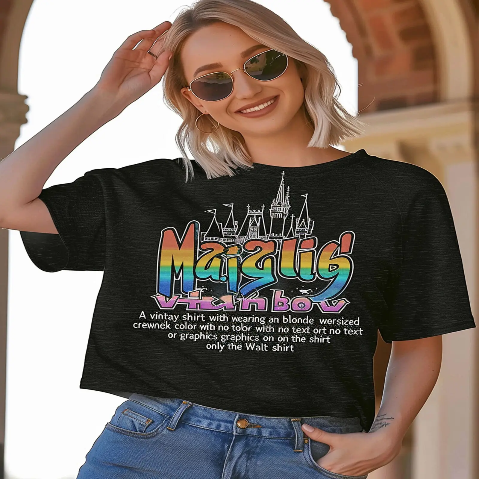 Discover the Magic: Black TShirt with Iconic Castle Design Your New Wardrobe