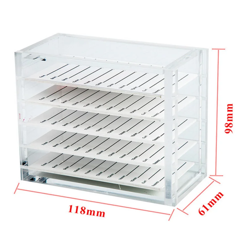 1PC 5 Layers Acrylic Eyelash Extensions Storage Box With Scale Pallet Lash Organizer Holder Display Stand Makeup Tools Supplies