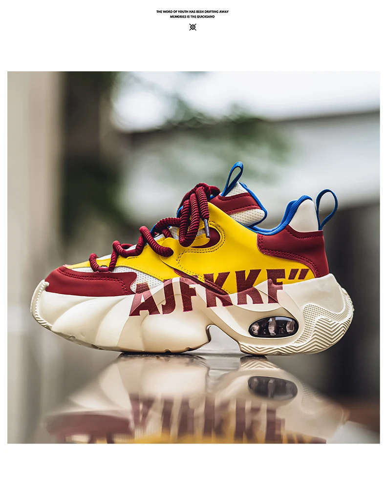 Herren-Sneaker mit dicker Sohle, trendigem Buchstabendruck, Farbblock-Design, Luftpolsterung, atmungsaktivem Mesh, höhenverstärkend, vielseitige Freizeitschuhe im Street-Style. – Detail 13